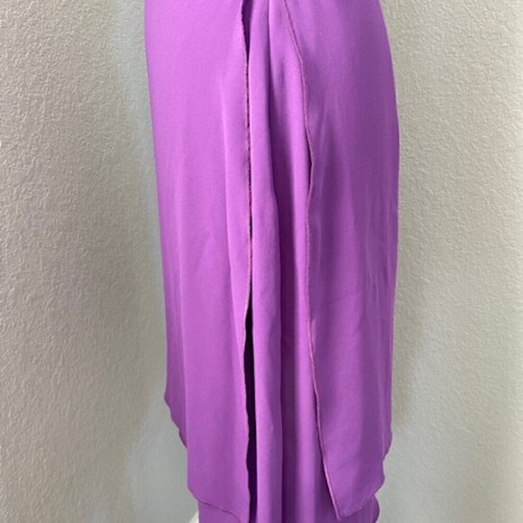 BCBG MAXAZRIA Somara One-Shouldered Asymmetrical Chiffon Purple Dress Sz 6 - Picture 11 of 14